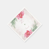 Serviette En Papier Mariage d'aquarelle rose vif (Coin)