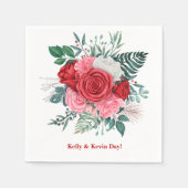 Serviette En Papier Mariage d'aquarelle rouge (Devant)