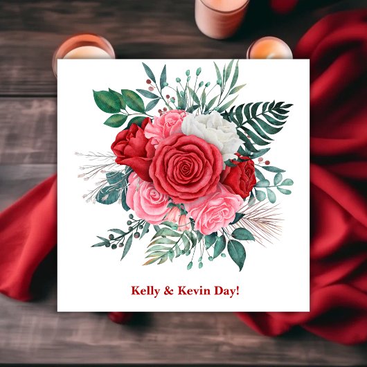 Serviette En Papier Mariage d'aquarelle rouge