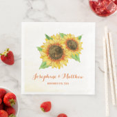 Serviette En Papier Mariage d'aquarelle Sunflowers (En situation)