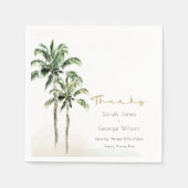 Serviette En Papier Mariage d'aquarelle Tropical Beach Palm Tree Merci (Devant)