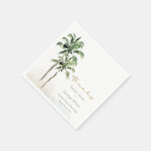 Serviette En Papier Mariage d'aquarelle Tropical Beach Palm Tree Merci (Coin)