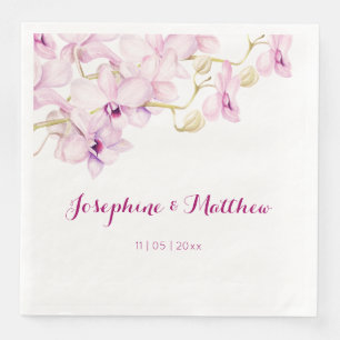 Serviette En Papier Mariage d'aquarelle Tropical violet orchidée