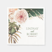Serviette En Papier Mariage d'aquarelle tropicale (Devant)