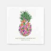 Serviette En Papier Mariage d'aquarelle tropicale à ananas (Devant)