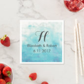 Serviette En Papier Mariage d'aquarelle Turquoise Ombre (En situation)