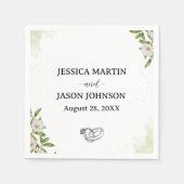 Serviette En Papier Mariage d'aquarelle vert blanc (Devant)