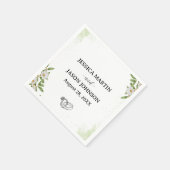 Serviette En Papier Mariage d'aquarelle vert blanc (Coin)