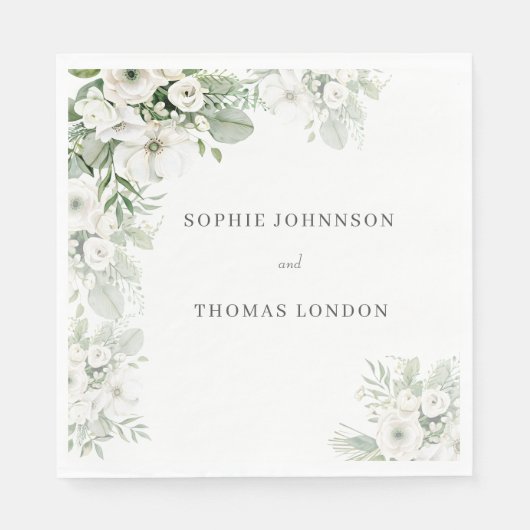 Serviette En Papier Mariage d'aquarelle vert pâle rose à  (Devant)