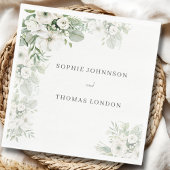 Serviette En Papier Mariage d'aquarelle vert pâle rose à 