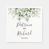 Serviette En Papier Mariage d'aquarelle verte (Devant)