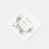 Serviette En Papier Mariage d'aquarelle verte (Coin)