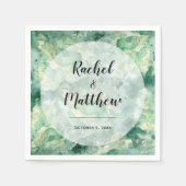 Serviette En Papier Mariage d'aquarelle verte Abstraite moderne (Devant)