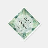 Serviette En Papier Mariage d'aquarelle verte Abstraite moderne (Coin)