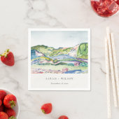 Serviette En Papier Mariage d'aquarelle vif Mountain Scape (En situation)