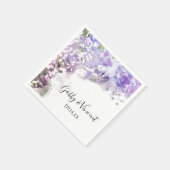Serviette En Papier Mariage d'aquarelle violet Lilac Fleurs (Coin)