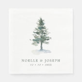 Serviette En Papier Mariage d'arbre de pin aquarelle simple (Devant)