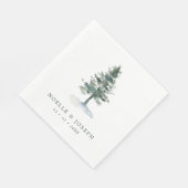 Serviette En Papier Mariage d'arbre de pin aquarelle simple (Coin)