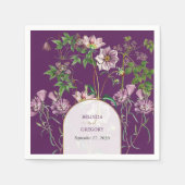 Serviette En Papier Mariage d'arc doré fleuri violet (Devant)