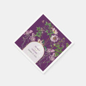 Serviette En Papier Mariage d'arc doré fleuri violet (Coin)