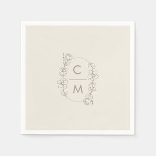 Serviette En Papier Mariage d'arche de Bohême Fleur sauvage beige