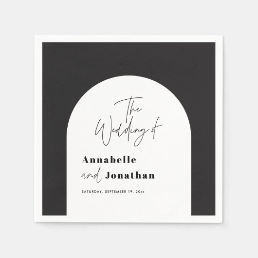 Serviette En Papier mariage d'arche noir et blanc (Devant)