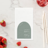 Serviette En Papier Mariage d'arche verte et blanche Sage (En situation)
