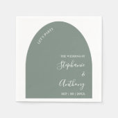 Serviette En Papier Mariage d'arche verte et blanche Sage (Devant)