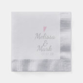 Serviette En Papier Mariage d'argent minimal simple coeur rose monogra (Devant)