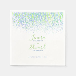 Serviette En Papier Mariage d'art bleu vert cascade