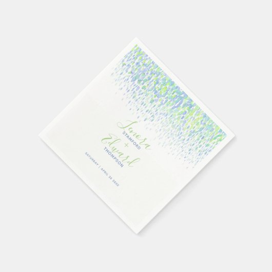 Serviette En Papier Mariage d'art bleu vert cascade (Coin)
