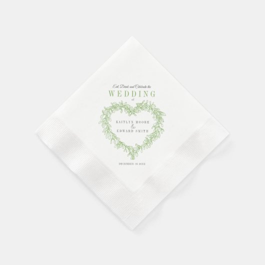Serviette En Papier Mariage d'art de ligne Mistletoe personnalisé (Coin)