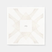 Serviette En Papier Mariage d'Art Déco Géométrique Ovale Blanc Or (Devant)