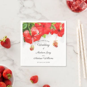 Serviette En Papier Mariage d'art Exotique Rouge Hibiscus