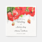 Serviette En Papier Mariage d'art Exotique Rouge Hibiscus (Devant)