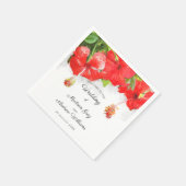 Serviette En Papier Mariage d'art Exotique Rouge Hibiscus (Coin)