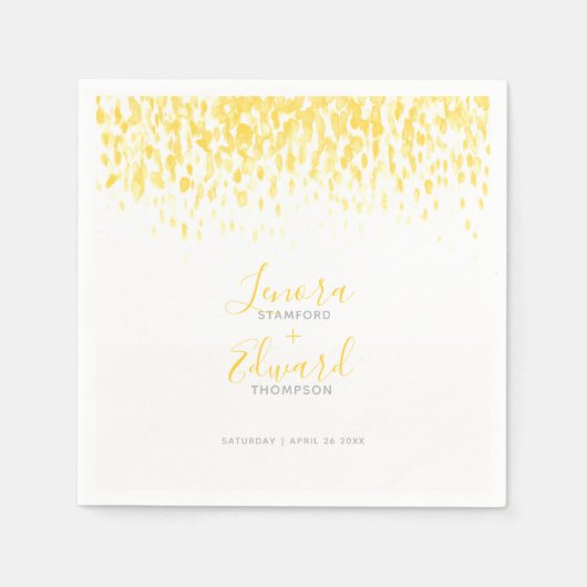 Serviette En Papier Mariage d'art gris jaune chaud en cascade (Devant)
