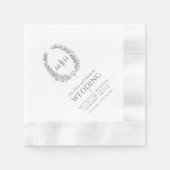 Serviette En Papier Mariage d'art monogramme de couronne ovale de feui (Devant)