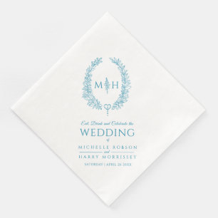 Serviette En Papier Mariage d'art monogramme d'une couronne ovale de f