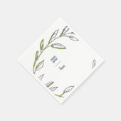 Serviette En Papier Mariage d'art Monogramme initial Dusty Blue Green (Coin)