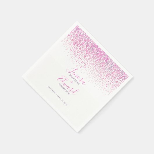 Serviette En Papier Mariage d'art rose violet en cascade (Coin)