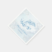 Serviette En Papier Mariage Dauphin Bleu (Coin)