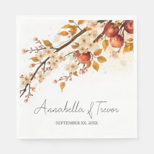Serviette En Papier Mariage d'Automne aux Pommes et Fleurs