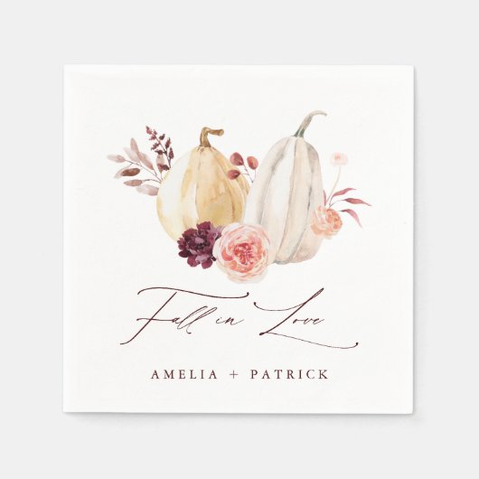 Serviette En Papier Mariage d'automne de citrouille Tomber amoureux (Devant)