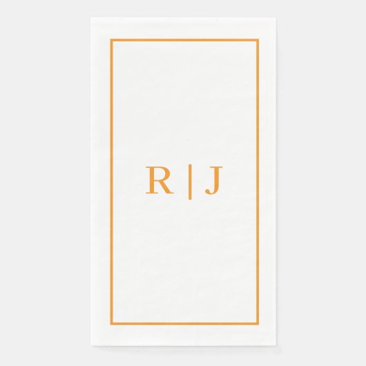 Serviette En Papier Mariage d'automne de monogramme initial orange cit (Devant)