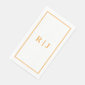 Serviette En Papier Mariage d'automne de monogramme initial orange cit (Coin)