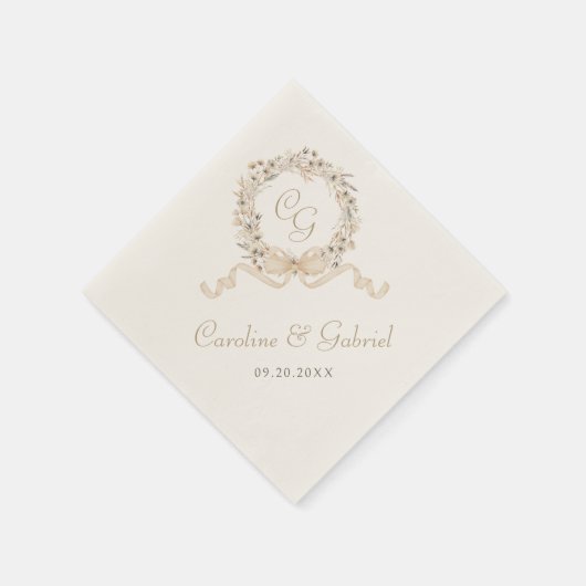 Serviette En Papier Mariage d'automne Monogramme (Coin)