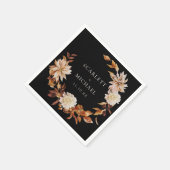 Serviette En Papier Mariage d'automne noir (Coin)