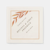 Serviette En Papier Mariage d'automne simple à branches orange (Devant)