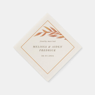 Serviette En Papier Mariage d'automne simple à branches orange